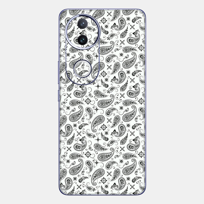 White Paisley Glass Back