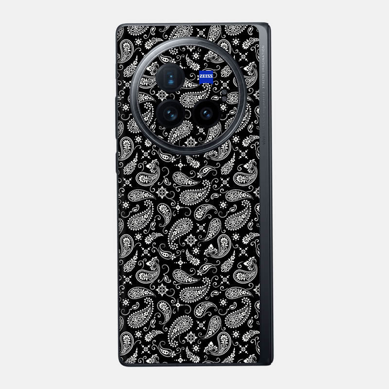 Black Paisley Glass Back