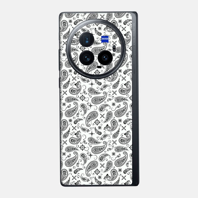 White Paisley Glass Back