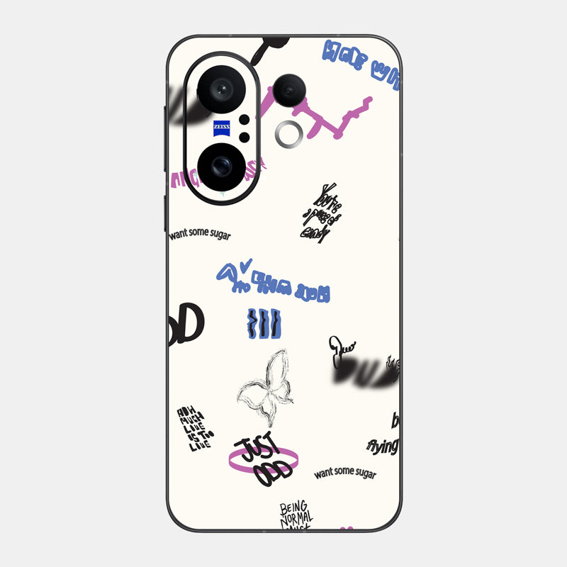 Beige Scribble Glass Back