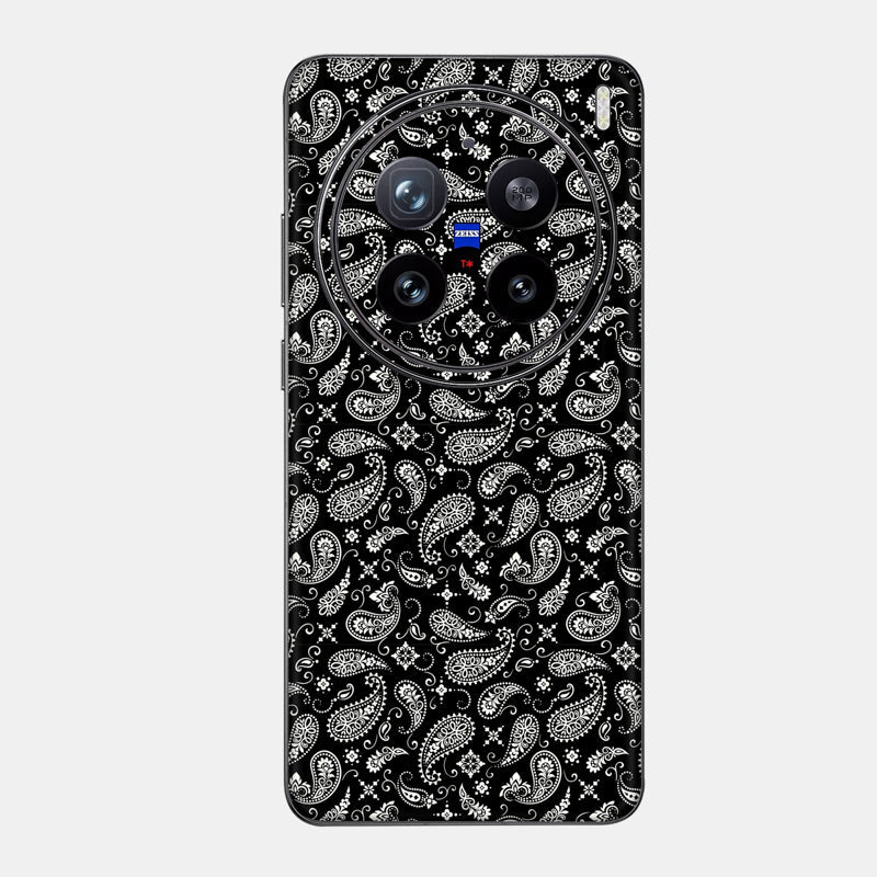 Black Paisley Glass Back