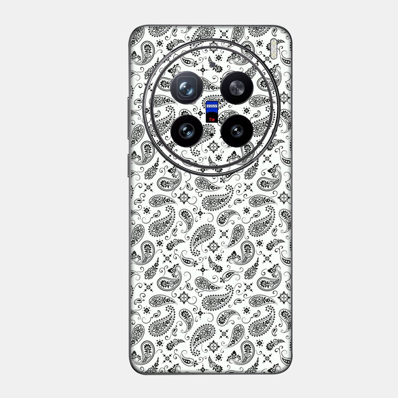 White Paisley Glass Back