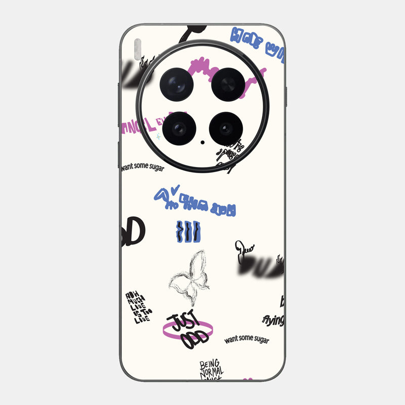 Beige Scribble Glass Back