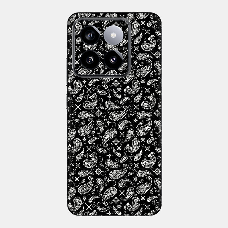 Black Paisley Glass Back