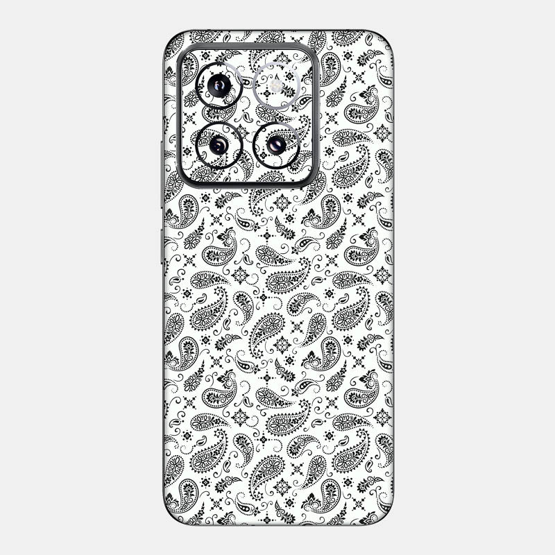 White Paisley Glass Back