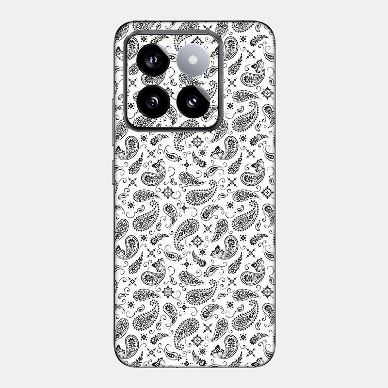 White Paisley Glass Back