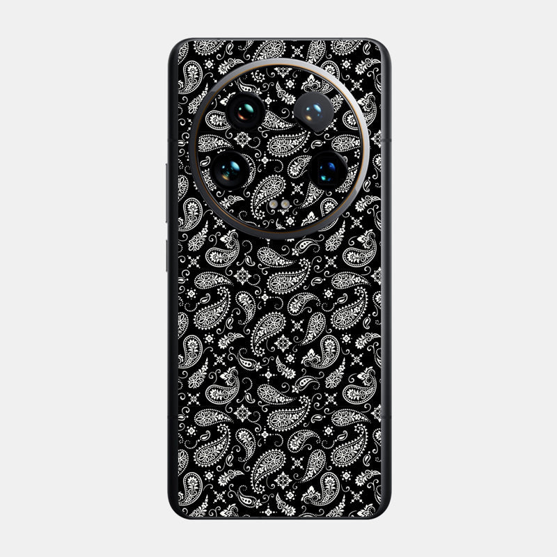 Black Paisley Glass Back