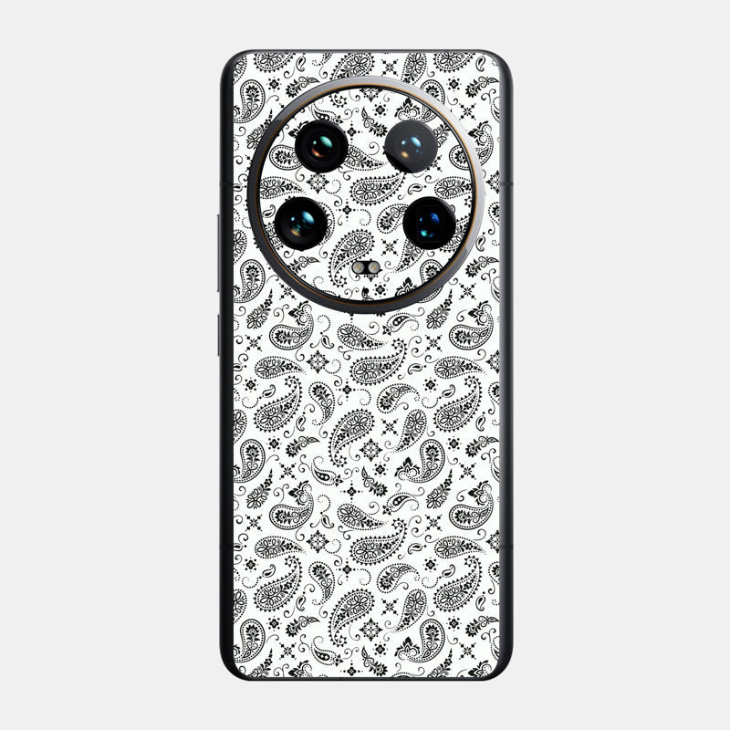 White Paisley Glass Back