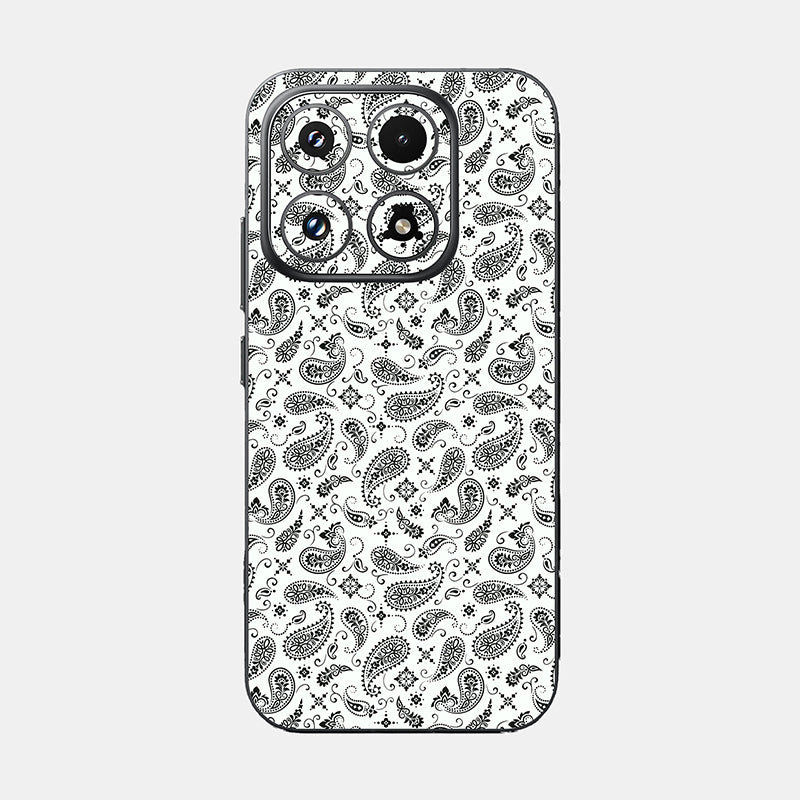 White Paisley Glass Back